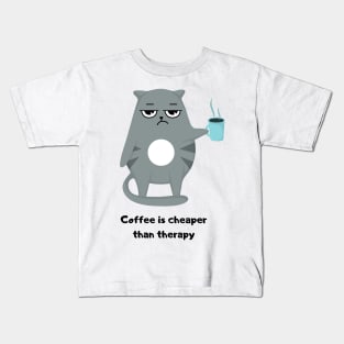 coffee is cheaper than therapy Kids T-Shirt